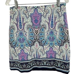 Talbots MultiColored Mykonos Paisley Lined Cotton Canvas Pencil Skirt - Sz 6
